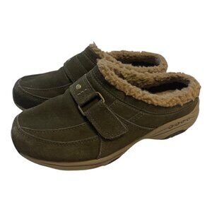 Easy Spirit Tierras Shearling-Lined Leather Clogs – Women’s Size 6.5 – Brown Sli